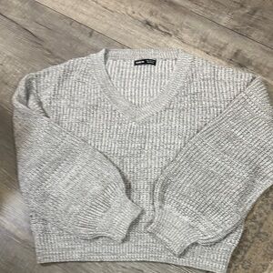 SHEIN Light Gray V-Neck Sweater